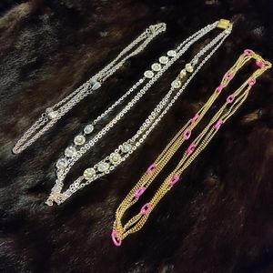 Lot of 3 Vintage Chain Necklaces, Extra Long